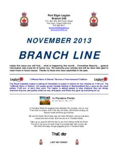 Port Elgin Legion Branch 340 P.O. Box 359, 630 Green Street Port Elgin, Ontario N0H 2C0[removed]removed]