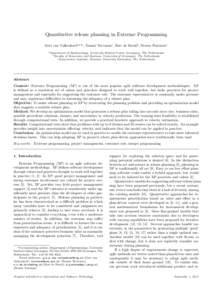 Quantitative release planning in Extreme Programming Gert van Valkenhoef∗,a,b , Tommi Tervonenc , Bert de Brockb , Douwe Postmusa a Department of Epidemiology, University Medical Center Groningen, The Netherlands of Ec