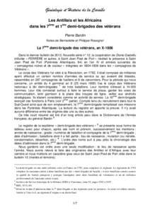 Généalogie et Histoire de la Caraïbe Les Antillais et les Africains dans les 7ème et 1ère demi-brigades des vétérans Pierre Bardin Notes de Bernadette et Philippe Rossignol