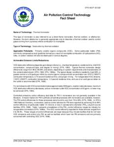 EPA-452/F[removed]Air Pollution Control Technology Fact Sheet  Name of Technology: Thermal Incinerator