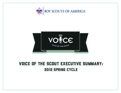 Voice of the Scout executive summary: 2012 SPRING CYCLE Introduction The Voice of the Scout (VOS) inaugural member feedback program launched this March, in a first-ever effort to systematically capture experience of Sco