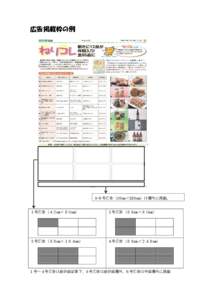 広告掲載枠の例  5･6 号広告（10 ㎜×235 ㎜）は欄外に掲載。 １号広告（４２㎜×８０㎜）