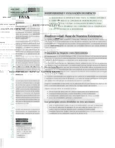 Julio 2005 Publicación especial 3 Traducción amablemente proporcionado por Mauricio Castro-Salazar.  BIODIVERSIDAD Y EVALUACIÓN DE IMPACTO