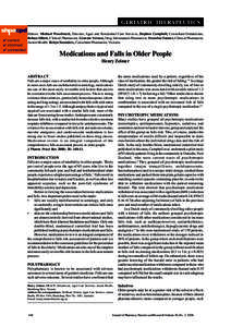 GERIATRIC THERAPEUTICS Editors: Michael Woodward, Director, Aged and Residential Care Services, Stephen Campbell, Consultant Geriatrician, Rohan Elliott, Clinical Pharmacist, Graeme Vernon, Drug Information Pharmacist, F