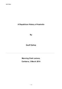 Geoff Gallop  A Republican History of Australia By