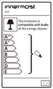 E27  This luminaire is of the energy classes:  A++