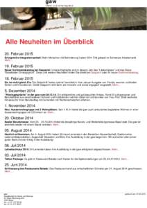 Alle Neuheiten im Überblick 20. Februar 2015 Erfolgreiche Integrationsarbeit: Mehr Menschen mit Behinderung haben 2014 Tritt gefasst im Schweizer Arbeitsmarkt. Mehr[removed]Februar 2015