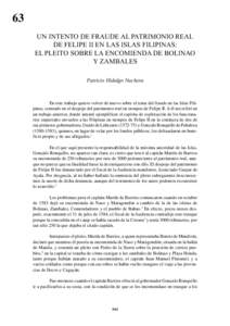 63 UN INTENTO DE FRAUDE AL PATRIMONIO REAL DE FELIPE II EN LAS ISLAS FILIPINAS: