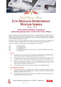 Notice of Race Including Amendments (please disregard previous versions of the Notice of Race) Started in October 2013, this programme of winter regattas is aimed at professionals or amateurs keen to prepare for the Medi