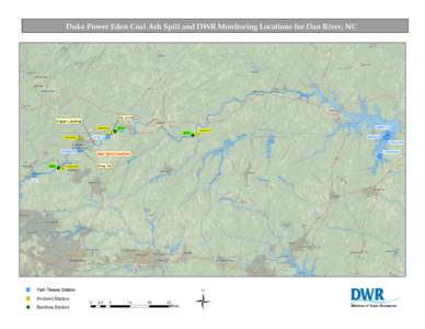Duke Power Eden Coal Ash Spill and DWR Monitoring Locations for Dan River, NC  Va. Line Draper Landing N3000000