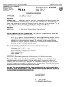 Staff Report and Recommendation Regarding Administrative Coastal Development Permit Application No[removed]Sutherlin, Newport Beach, Orange County)