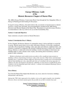 City of Dover Strafford Regional Planning Commission Energy Technical Assistance & Planning for New Hampshire Communities Energy Efficiency Audit of the