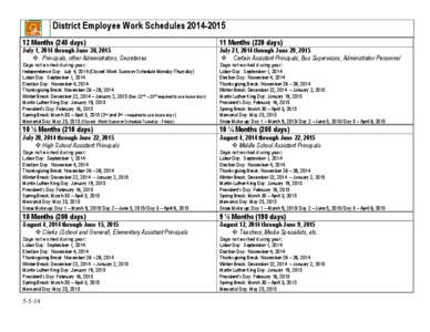 District Employee Work Schedules[removed]Months (245 days)