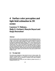 4 Surface color perception and light field estimation in 3D scenes Laurence T. Maloney, Holly E. Gerhard, Huseyin Boyaci and Katja Doerschner