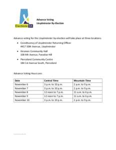 Microsoft Word - Lloydminster ByElection advance voting (v1.0) FINAL