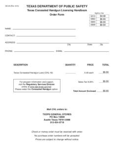 GS-5A (Rev[removed]TEXAS DEPARTMENT OF PUBLIC SAFETY Texas Concealed Handgun Licensing Handbook Order Form