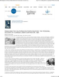 Rebuilding the California Southern Railroad: The Personal Account of a Chinese Labor Contractor, 1884 | San Diego History Cente