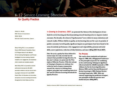 8  Chapter Title Goes Here K-12 Service-Learning Standards for Quality Practice