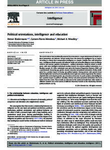 INTELL-00674; No of Pages 9 Intelligence xxx[removed]xxx–xxx Contents lists available at SciVerse ScienceDirect  Intelligence