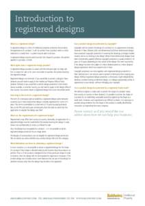 Introduction to registered designs What is a registered design? Can a product design be protected by copyright?