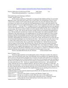 Southern Campaign American Revolution Pension Statements & Rosters Pension Application of Larkin Foster W7306 Polly Foster Transcribed and annotated by C. Leon Harris. 21 Feb[removed]VA