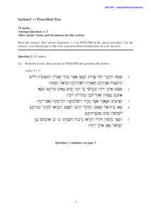 HSCClassical Hebrew Extension  Section I — Prescribed Text 35 marks Attempt Questions 1–2 Allow about 1 hour and 10 minutes for this section