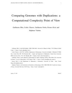 TRANSACTIONS ON COMPUTATIONAL BIOLOGY AND BIOINFORMATICS  1 Comparing Genomes with Duplications: a Computational Complexity Point of View