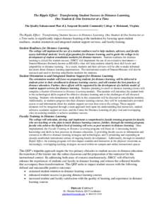 The Ripple Effect: Transforming Student Success in Distance Learning, One Student & One Instructor at a Time The Quality Enhancement Plan of J. Sargeant Reynolds Community College  Richmond, Virginia The Ripple Effect