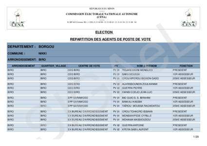 RÉPUBLIQUE DU BÉNINCOMMISSION ÉLECTORALE NATIONALE AUTONOME (CENA) -------