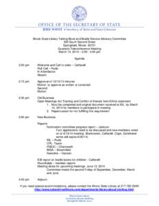 TBBS Advisory Committee Meeting Agenda March 14, 2014