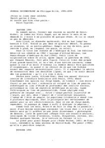 JOURNAL DOCUMENTAIRE de Philippe Billé,  «Priez ou lisez sans relâche. Tantôt parlez à Dieu, et tantôt que Dieu vous parle.» Saint Cyprien. JANVIER 1995