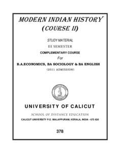 Microsoft Word - III Sem BA English, Sociology, Economics - Complementary Course -MODERN INDIAN HISTORY_COURSE 2_