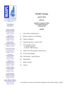 NHARPC Meeting April 21, 2014 1:30 p.m. Local Government Center  37 Ashuelot Street