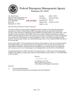 Federal Emergency Management Agency \Vashington, D.C[removed]Mr. Ronald Pianta Interim County Administrator and Board of County Commission 20 N. Main Street