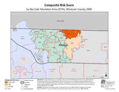 Composite Risk Score  by Zip Code Tabulation Area (ZCTA), Whatcom County, 2009 Canada