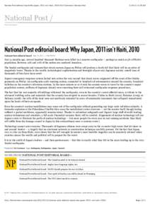 National Post editorial board: Why Japan, 2011 isn’t Haiti, 2010 | Full Comment | National Post:38 AM National Post / Full Comment /