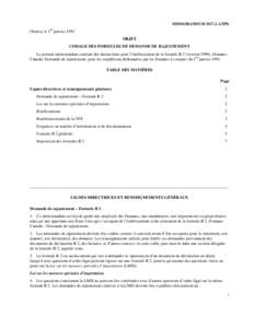 MEMORANDUM D17-2-1/TPS er Ottawa, le 1 janvier 1991 OBJET CODAGE DES FORMULES DE DEMANDE DE RAJUSTEMENT