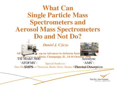 What Can Single Particle Mass Spectrometers and Aerosol Mass Spectrometers Do and Not Do? Daniel J. Cziczo
