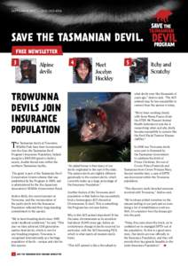 SEPTEMBER 2011 — ISSNSAVE THE TASMANIAN DEVIL. FREE NEWSLETTER 3
