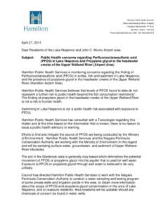 Hamilton Public Health Services Office of the Medical Officer of Health 1 Hughson Street North, 4th Floor Hamilton, Ontario L8R 3L5 Phone: [removed]ext[removed]Fax: [removed]