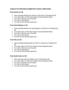 Microsoft Word - CHARLOTTE Parkview directions.doc