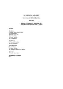 UK Statistics Authority Committee for Official Statistics Agenda and meeting papers