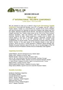 SECOND CIRCULAR  “TRILO 08” th  4 INTERNATIONAL TRILOBITE CONFERENCE