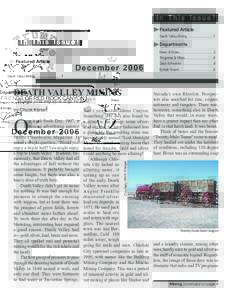 In This Issue! Featured Article Death Valley Mining..............................1 Departments News & Notes.......................................2