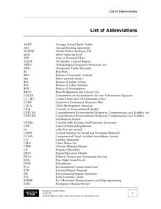 List of Abbreviations  List of Abbreviations AADT AFA AIANSF