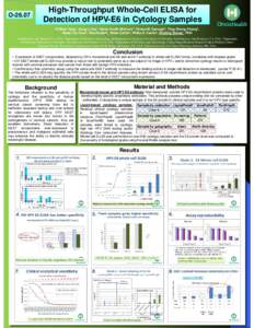 OHigh-Throughput Whole-Cell ELISA for Detection of HPV-E6 in Cytology Samples Yi-Shan Yang1, Zong-Li Xia1, Karen Smith-McCune2, Teresa M. Darragh3, Ting-Chang Chang4, Hsiao-Yun Guo5, Tiea Kesler6, Alicia Carter6,