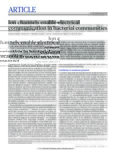 ARTICLE  doi:nature15709 Ion channels enable electrical communication in bacterial communities