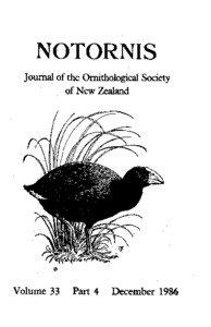 NOTORNIS Journal of the Ornithological Society of New Zealand