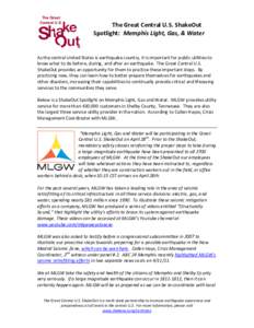 Seismic retrofit / Earthquake / Memphis Light /  Gas and Water / Civil engineering / Geography of the United States / Tennessee / Great Southern California ShakeOut / Great California ShakeOut / Seismology / Memphis metropolitan area / Memphis /  Tennessee