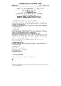 INTERNATIONAL ŒNOLOGICAL CODEX Lactic Acid COEI-1-ACILAC: 2007  L-LACTIC ACID, D-LACTIC ACID, D,L-LACTIC ACID